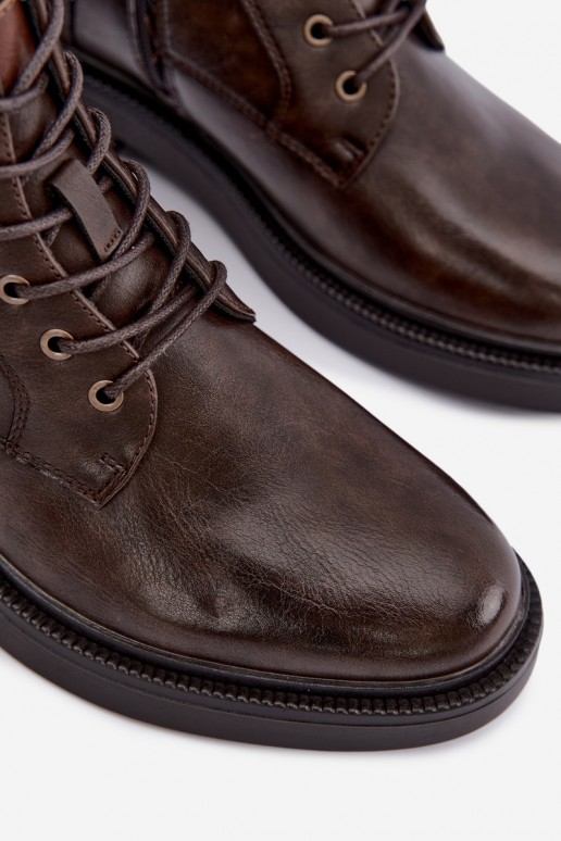 botines para hombre con cordones en color marrón oscuro Perrielle