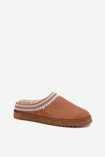 zapatillas de casa para mujer con flores bordadas en color marrón Inblu