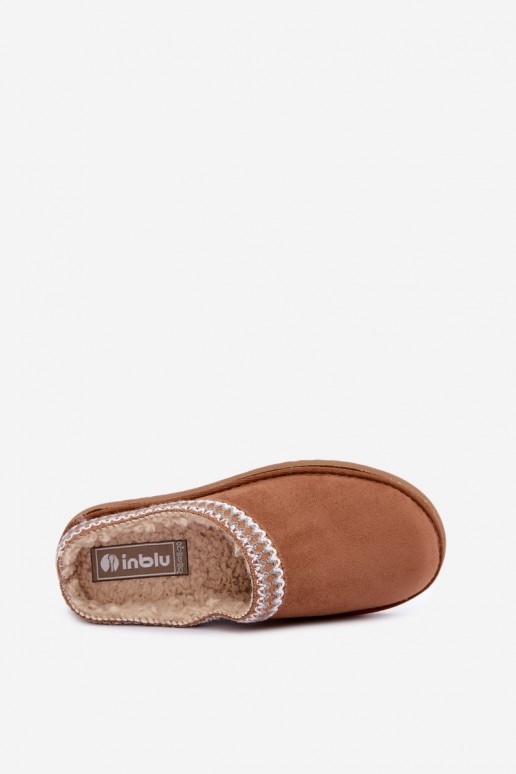 zapatillas de casa para mujer con flores bordadas en color marrón Inblu