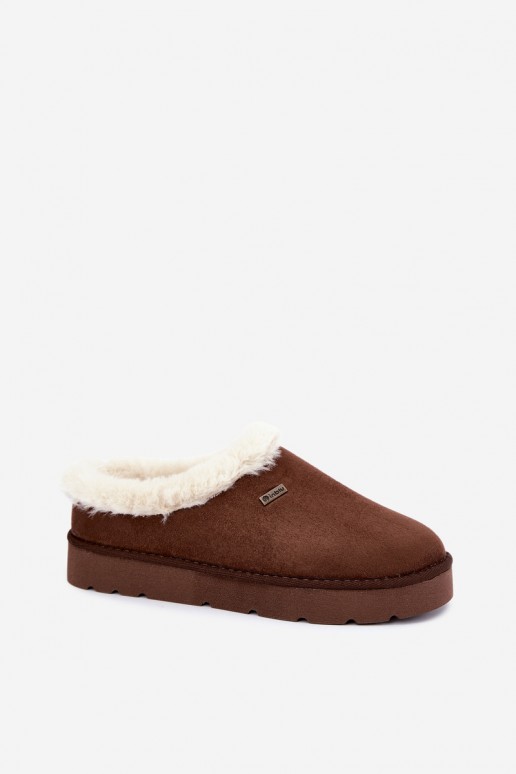 zapatillas de casa para mujer con piel en color marrón oscuro Inblu