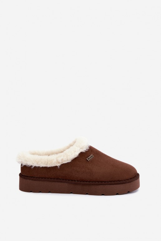 zapatillas de casa para mujer con piel en color marrón oscuro Inblu