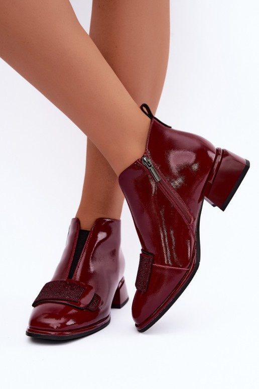 botines aislantes de charol Klocke Artiker 59C0107 en color burdeos