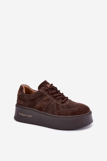 zapatillas de plataforma de ante sintético Lee Cooper LCJ-26-01-4644 en color chocolate