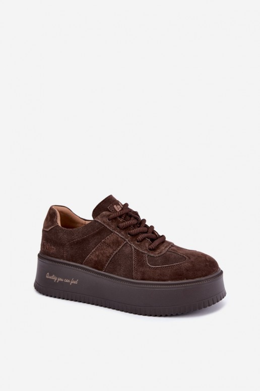 zapatillas de plataforma de ante sintético Lee Cooper LCJ-26-01-4644 en color chocolate