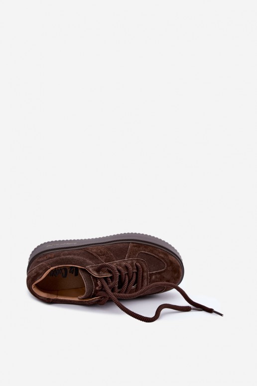 zapatillas de plataforma de ante sintético Lee Cooper LCJ-26-01-4644 en color chocolate