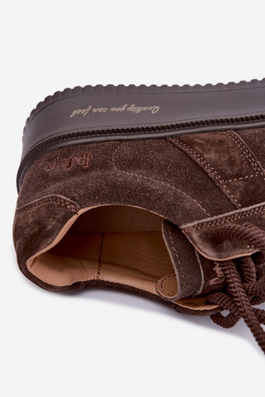 zapatillas de plataforma de ante sintético Lee Cooper LCJ-26-01-4644 en color chocolate