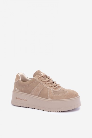 zapatillas de plataforma de ante sintético Lee Cooper LCJ-26-01-4643 en color arena