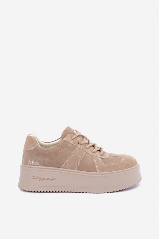 zapatillas de plataforma de ante sintético Lee Cooper LCJ-26-01-4643 en color arena