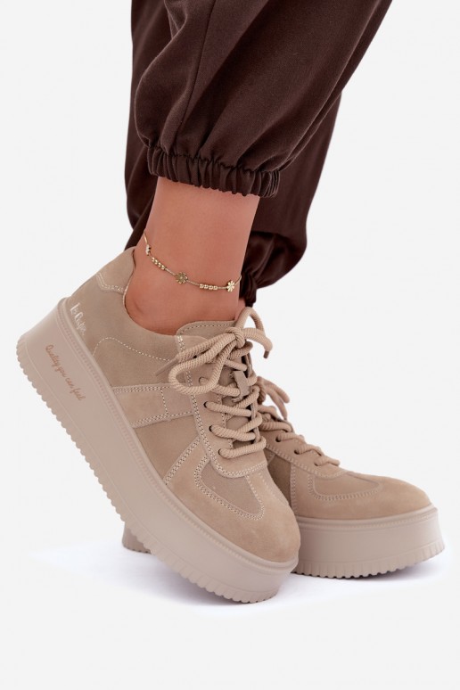 zapatillas de plataforma de ante sintético Lee Cooper LCJ-26-01-4643 en color arena