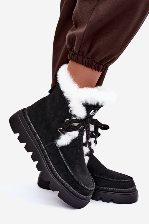 botas de nieve para mujer de ante sintético Lee Cooper LCJ-25-01-3737 en color negro