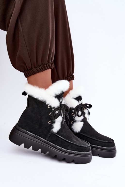 botas de nieve para mujer de ante sintético Lee Cooper LCJ-25-01-3737 en color negro