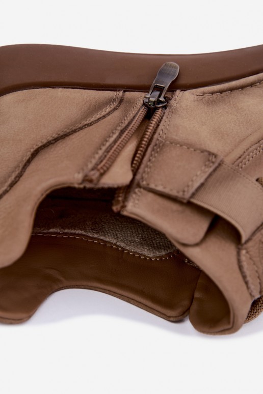 botines aislados de cuero natural Lee Cooper LCJ-26-19-4603 en color caqui