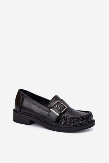 Mocasines para mujer con volantes y hebillas en negro Daliare