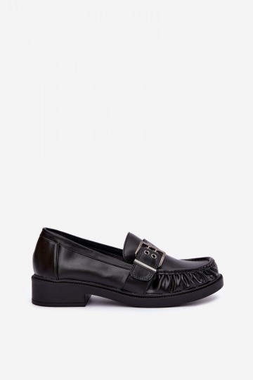 Mocasines para mujer con volantes y hebillas en negro Daliare 2