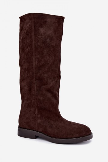 Botas altas con tacones anchos en color chocolate Jasmire