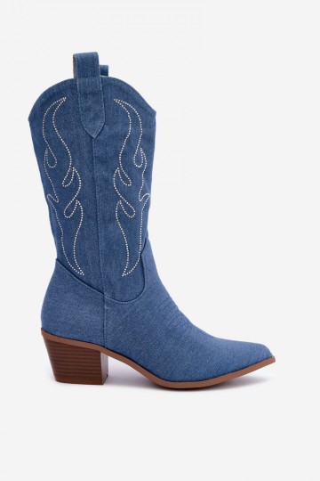 Botines de mezclilla estilo vaquero con tacones y decoración Perella 2