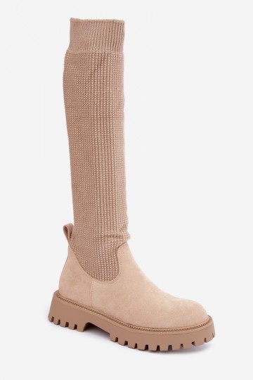 botas altas con caña tipo calcetín en color marfil Sarielle