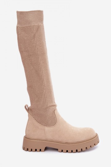 botas altas con caña tipo calcetín en color marfil Sarielle 2