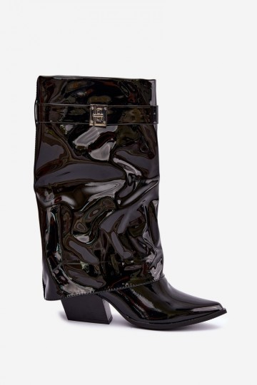 Botas negras altas con efecto charol y punta afilada Aelia 2