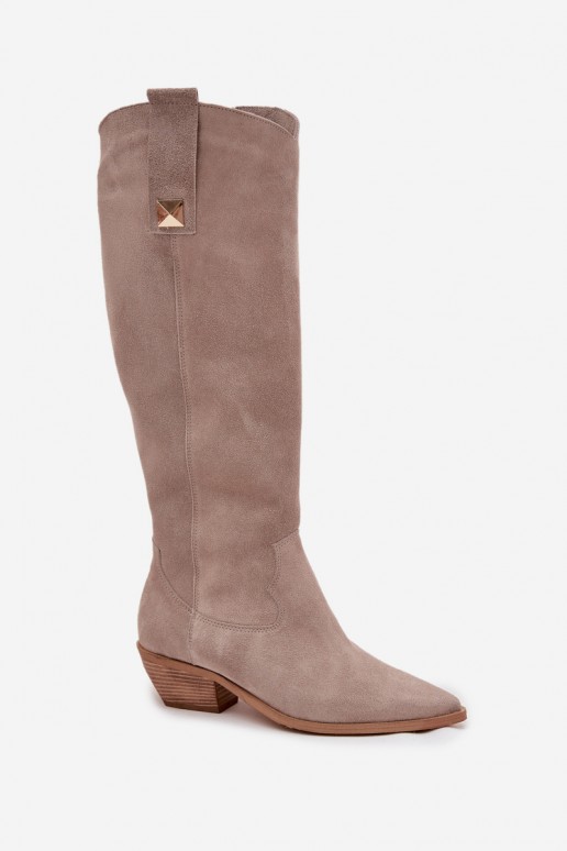Botas de vaquero de ante sintético color capuchino con forro Zazoo 4224