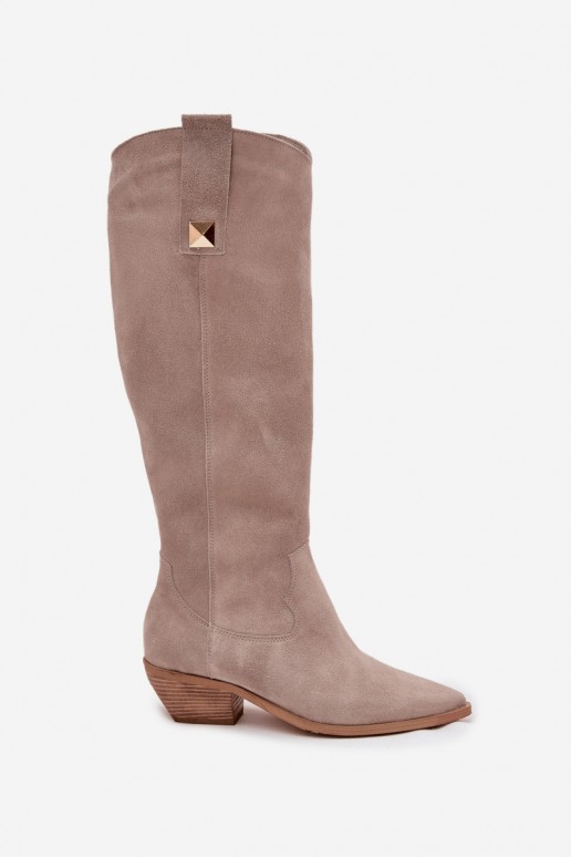 Botas de vaquero de ante sintético color capuchino con forro Zazoo 4224