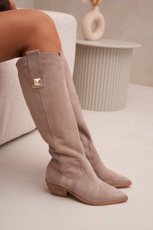 Botas de vaquero de ante sintético color capuchino con forro Zazoo 4224