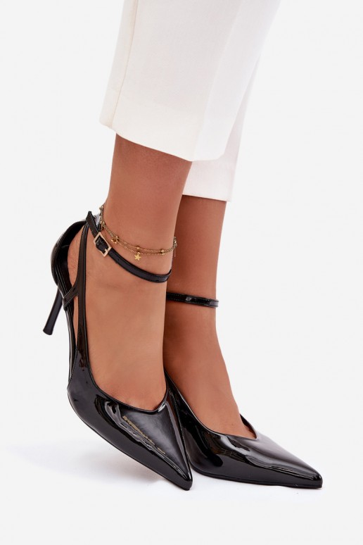 Zapatos de tacón negros de piel sintética con efecto charol Fionnel