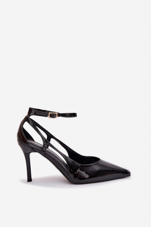 Zapatos de tacón negros de piel sintética con efecto charol Fionnel
