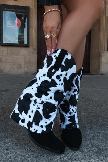 Botines de estilo cowboy con caña curva y tacones en color negro Havie 2