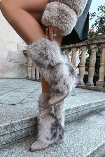 Botas altas de arena cálidas con piel Saphielle