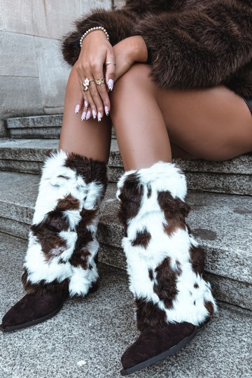 Botas altas marrones cálidas con piel Saphielle