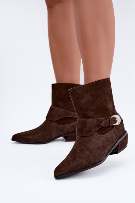Botines aislados Serenelle de estilo cowboy en ante sintético marrón