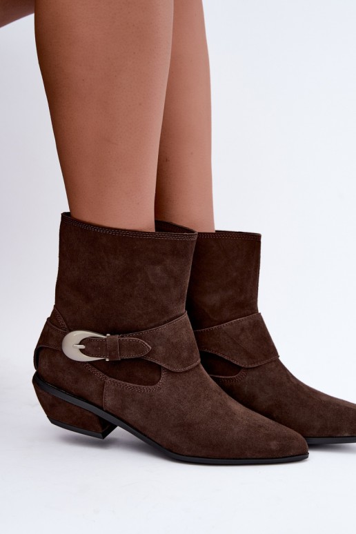 Botines aislados Serenelle de estilo cowboy en ante sintético marrón