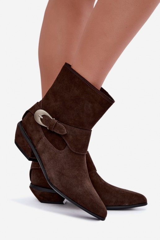 Botines aislados Serenelle de estilo cowboy en ante sintético marrón