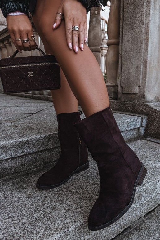 Botines cálidos con tacones anchos en color chocolate Peronne