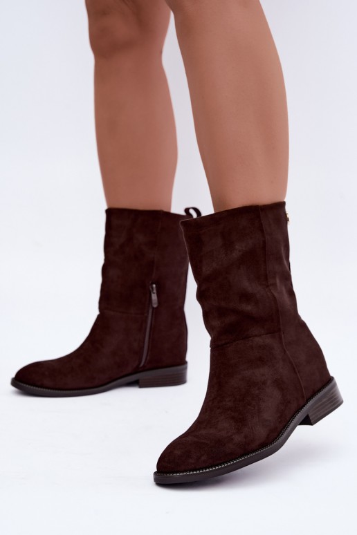 Botines cálidos con tacones anchos en color chocolate Peronne