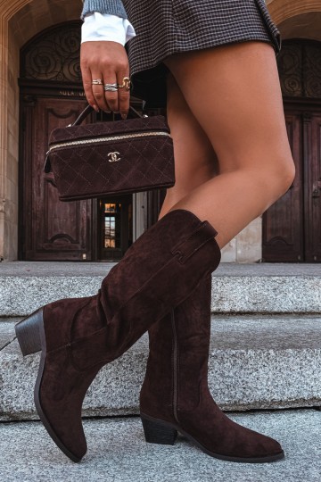 Botas altas de estilo cowboy con tacones en marrón Rialene 2
