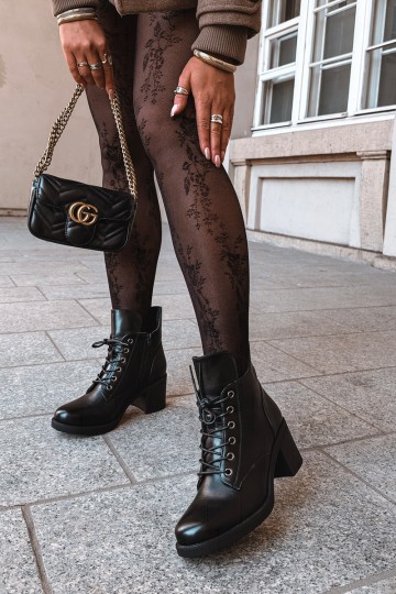 Botines de mujer cálidos con cordones en negro Garella