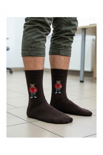 Calcetines marrón chocolate para hombre Meškiukai IN Bluzie