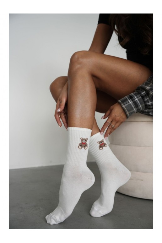 Calcetines para mujer con ositos y conchas en marfil
