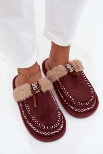Zapatillas de mujer burdeos con pelo Perivelle