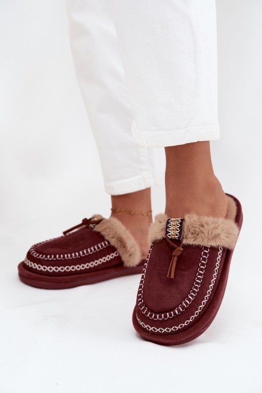 Zapatillas de mujer burdeos con pelo Perivelle