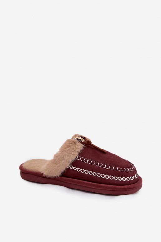 Zapatillas de mujer burdeos con pelo Perivelle