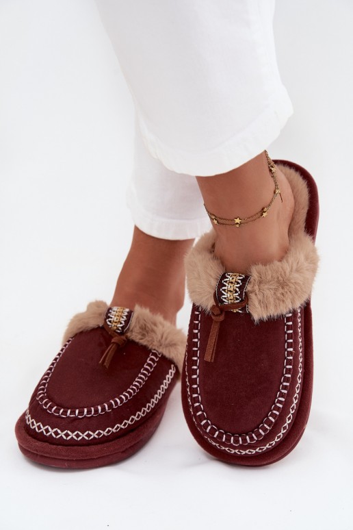 Zapatillas de mujer burdeos con pelo Perivelle