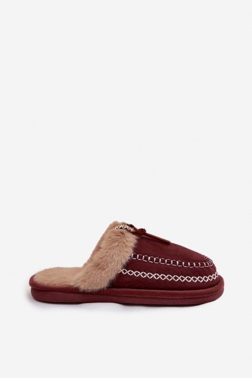 Zapatillas de mujer burdeos con pelo Perivelle