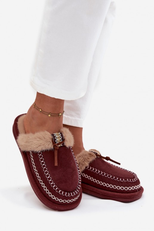 Zapatillas de mujer burdeos con pelo Perivelle