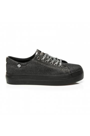 Zapatos de plataforma exclusivos negros y plateados brillantes AB-37S 2