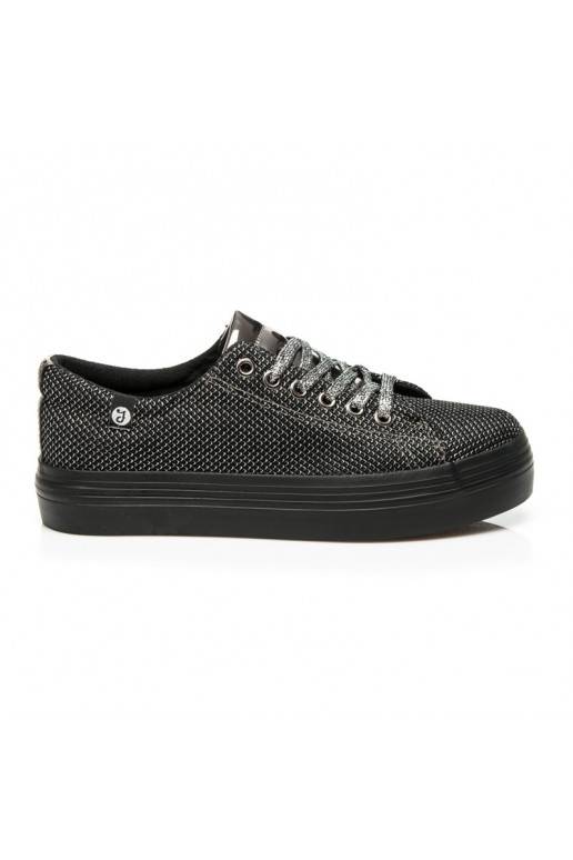 Zapatos de plataforma exclusivos negros y plateados brillantes AB-37S