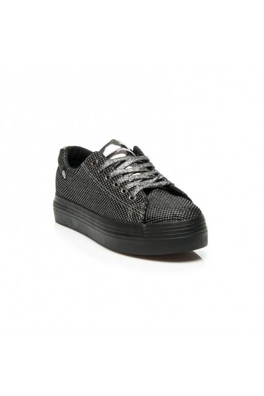 Zapatos de plataforma exclusivos negros y plateados brillantes AB-37S