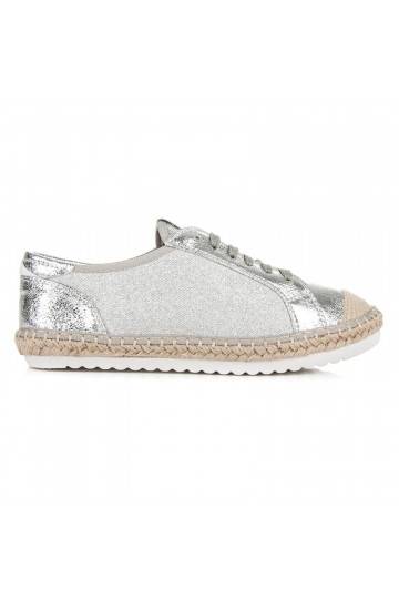 Espadrilles de tela gris y plata HSYFA11S 2